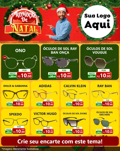 Modelo de Rede Social para Feed Instagram com o tema Promoção de Natal para Óticas