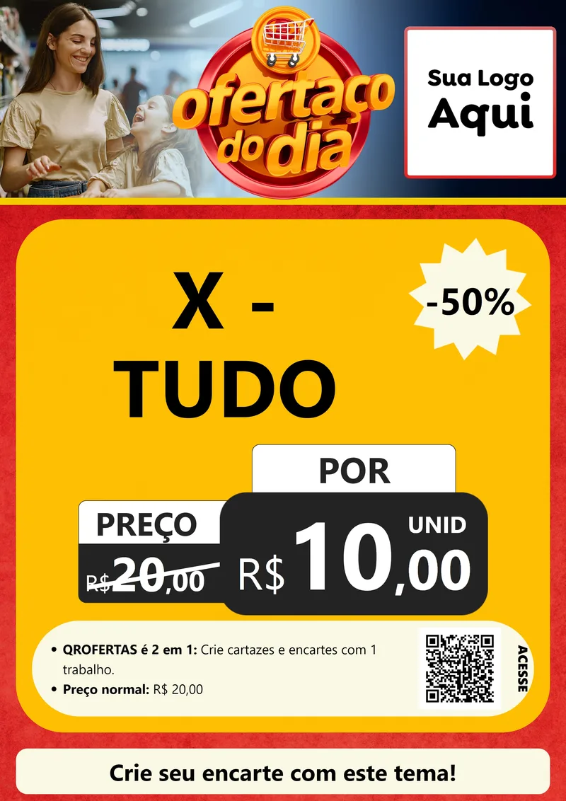 Modelo de Cartaz para Cartaz A4 Vertical com o tema Ofertaço Do Dia para Hamburgueria