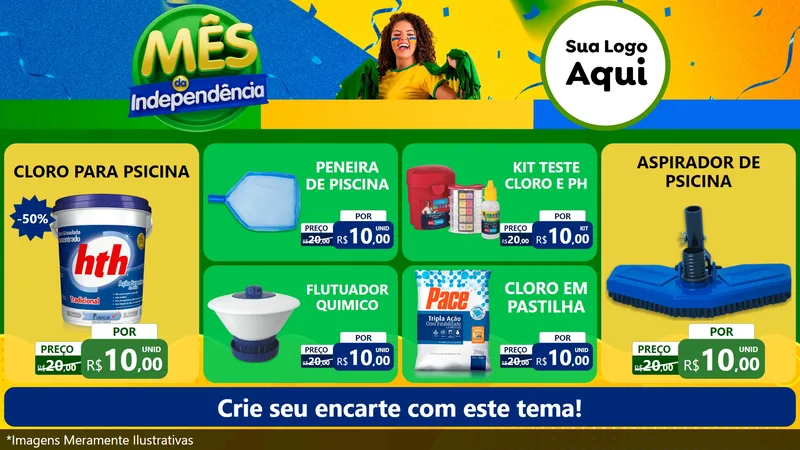Modelo de TV para TV Horizontal com o tema Mês da Independência para Produtos para Piscina