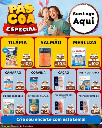 Modelo de Rede Social para Feed Instagram com o tema Páscoa Especial para Peixaria