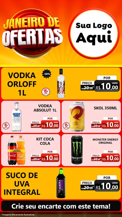Modelo de TV para TV Vertical com o tema Janeiro de Ofertas para Distribuidora de bebidas