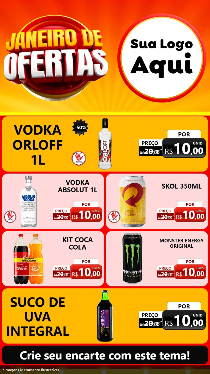 Modelo de TV para TV Vertical com o tema Janeiro de Ofertas para Distribuidora de bebidas