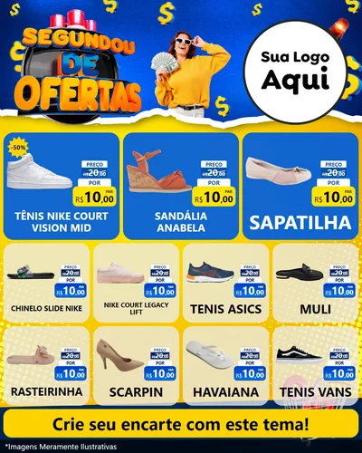 Modelo de Rede Social para Feed Instagram com o tema Segundou de Ofertas para Calçados