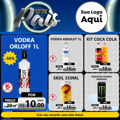 Modelo de Rede Social para Feed Facebook com o tema Sorteio Dia Dos Pais para Distribuidora de bebidas