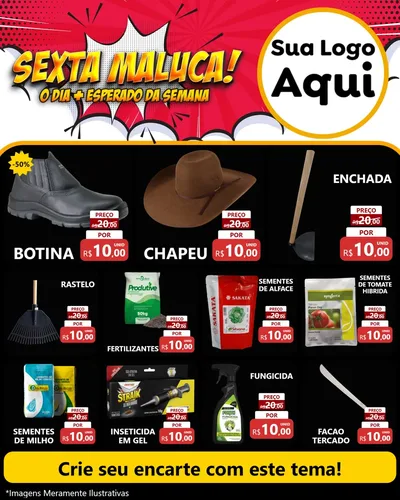 Modelo de Rede Social para Feed Instagram com o tema Sexta Maluca! para Agropecuária