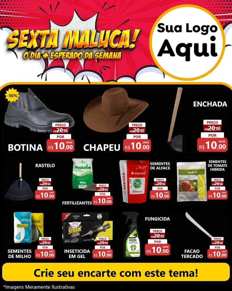 Modelo de Rede Social para Feed Instagram com o tema Sexta Maluca! para Agropecuária