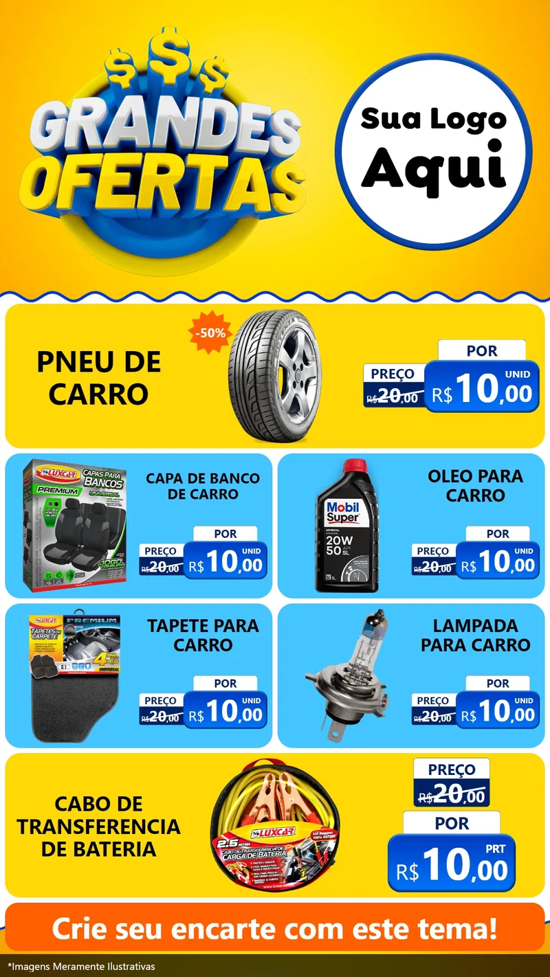 Modelo de TV para TV Vertical com o tema Grandes Ofertas para Auto peças