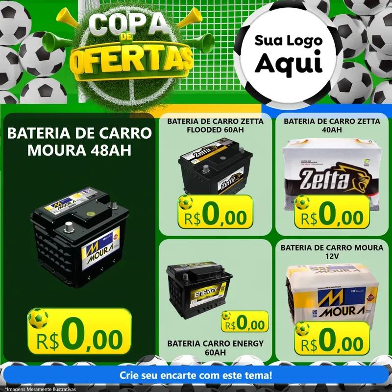Modelo de Rede Social para Feed Facebook com o tema Copa De Ofertas para Baterias Elétricas