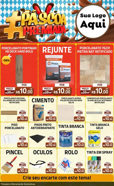 Modelo de Encarte para Encarte Grande com o tema Páscoa Premiada para Pisos e revestimentos