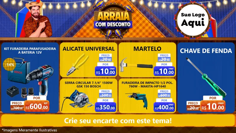 Modelo de TV para TV Horizontal com o tema Arraiá Com Desconto para Maquinas e Ferramentas