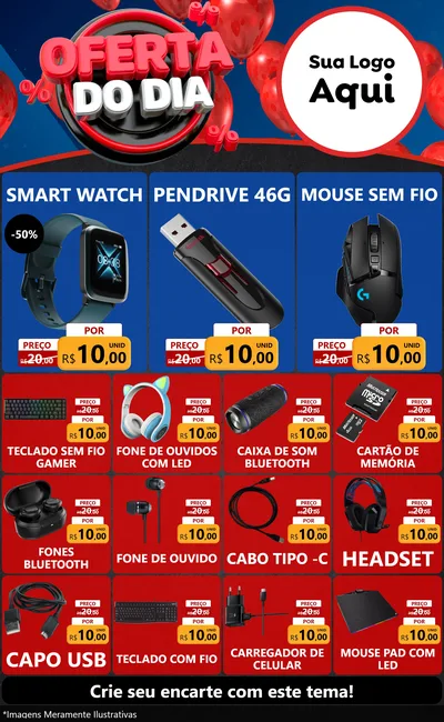 Modelo de Encarte para Encarte Grande com o tema Oferta do Dia para Informática