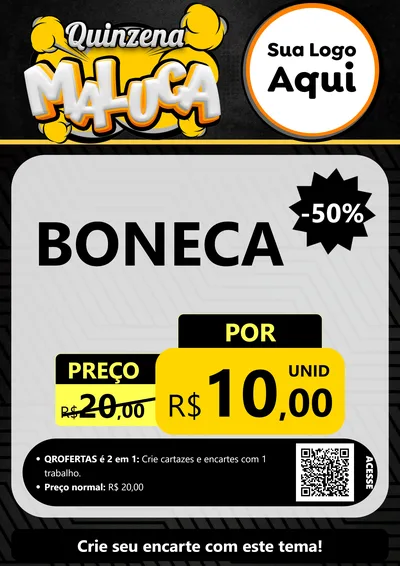 Modelo de Cartaz para Cartaz A4 Vertical com o tema Quinzena Maluca para Brinquedos