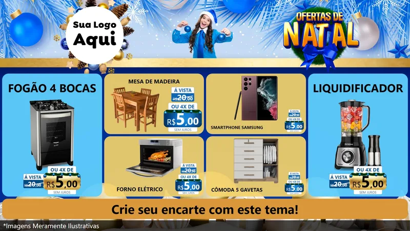 Modelo de TV para TV Horizontal com o tema Ofertas de Natal para Móveis e Eletro