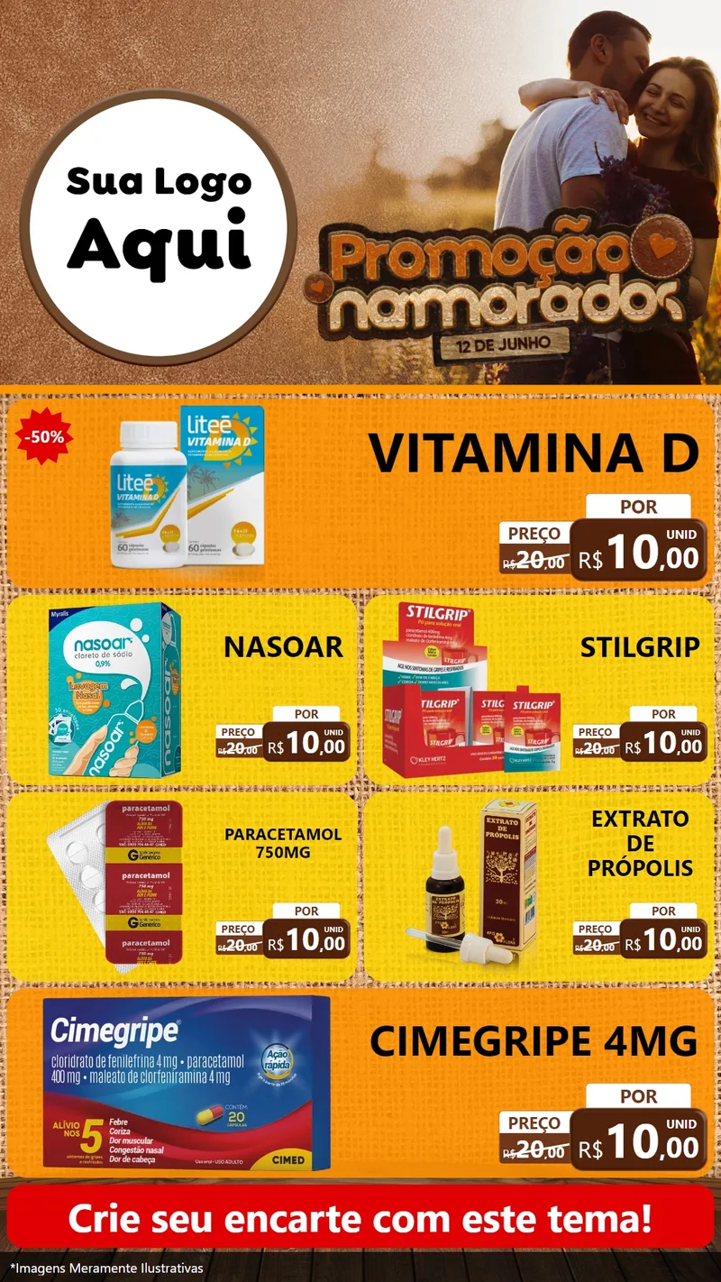 Modelo de TV para TV Vertical com o tema Promoção Namorados para Farmácia