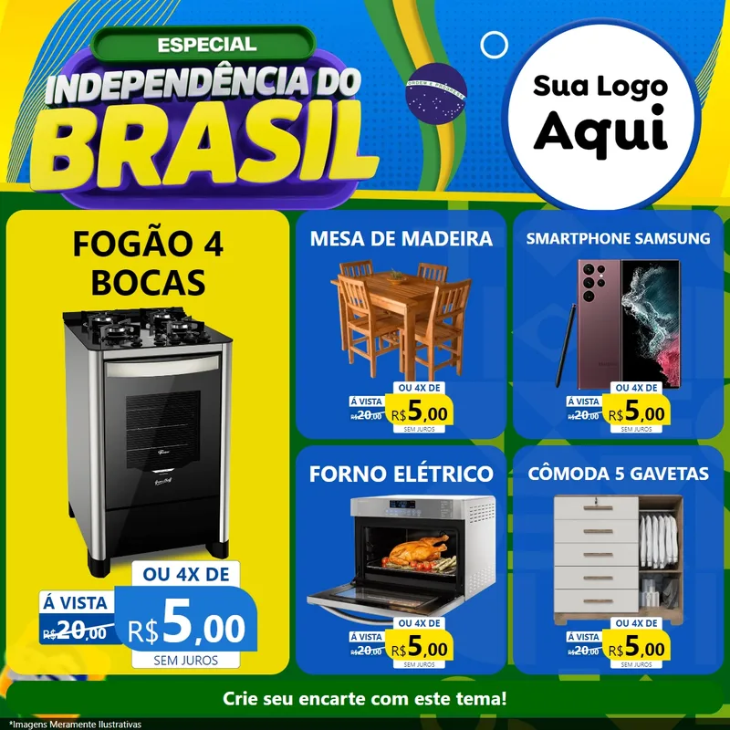 Modelo de Rede Social para Feed Facebook com o tema Especial Independência do Brasil para Móveis e Eletro