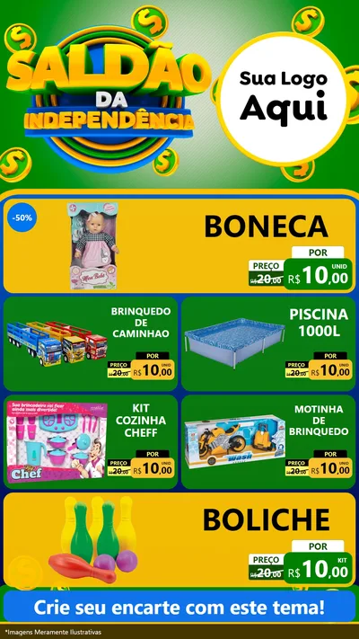 Modelo de TV para TV Vertical com o tema Saldão da Indepêndencia para Brinquedos
