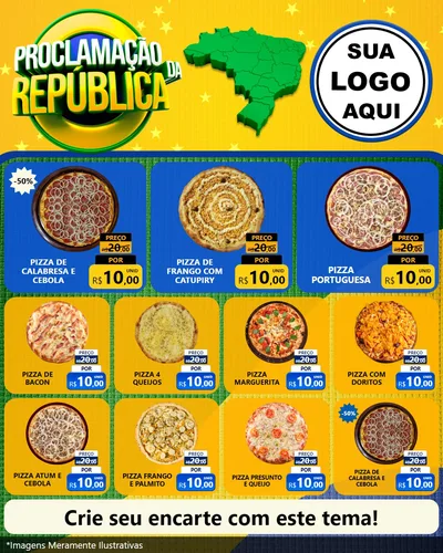 Modelo de Rede Social para Feed Instagram com o tema Proclamação da República para Pizzaria