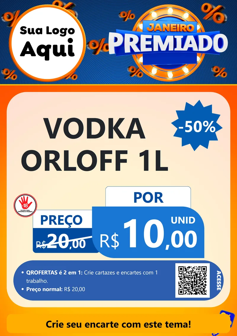 Modelo de Cartaz para Cartaz A4 Vertical com o tema Janeiro Premiado para Distribuidora de bebidas