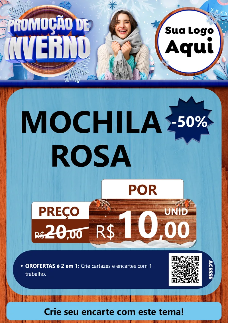 Modelo de Cartaz para Cartaz A4 Vertical com o tema Promoção de Inverno para Papelaria