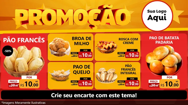 Modelo de TV para TV Horizontal com o tema Promoção para Padaria