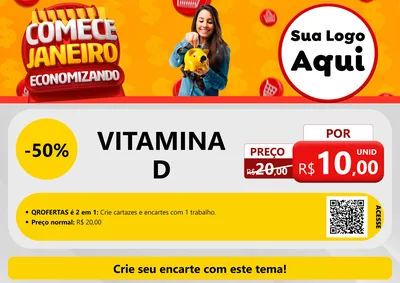 Modelo de Cartaz para Cartaz A4 Horizontal com o tema Comece Janeiro Economizando para Farmácia