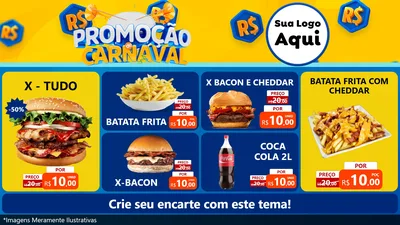 Modelo de TV para TV Horizontal com o tema Promoção de Carnaval para Hamburgueria