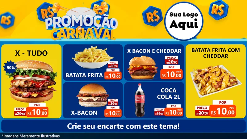 Modelo de TV para TV Horizontal com o tema Promoção de Carnaval para Hamburgueria