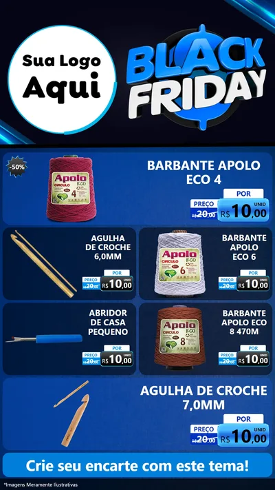 Modelo de TV para TV Vertical com o tema Black Friday para Armarinho e Aviamentos