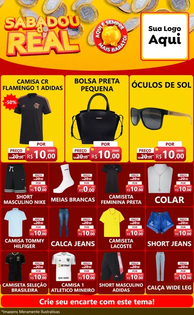 Modelo de Encarte para Encarte Grande com o tema Sabadou do Real para Roupas e acessórios
