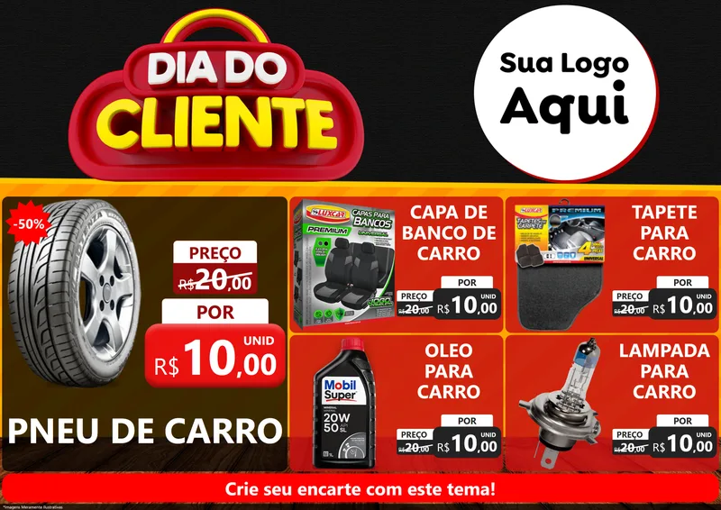 Modelo de Encarte para Encarte A4 Horizontal com o tema Dia do Cliente para Auto peças