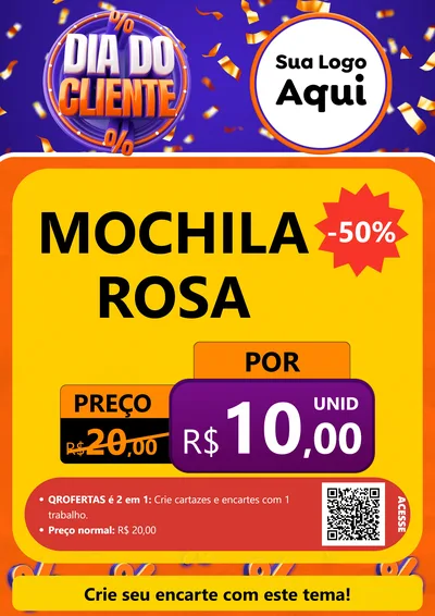 Modelo de Cartaz para Cartaz A4 Vertical com o tema Dia do Cliente para Papelaria