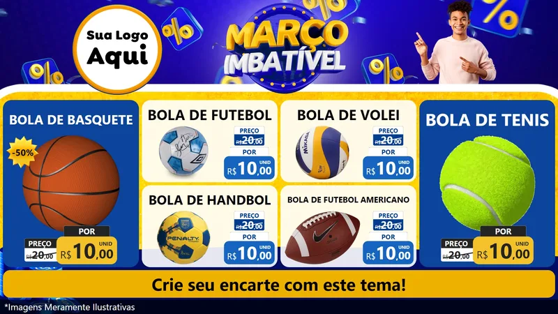 Modelo de TV para TV Horizontal com o tema Março Imbatível para Artigos Esportivos