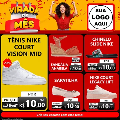 Modelo de Rede Social para Feed Facebook com o tema Virada de Mês para Calçados