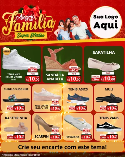 Modelo de Rede Social para Feed Instagram com o tema Alegria em Família Super Ofertas - Natal para Calçados
