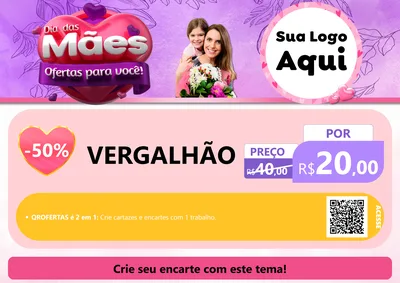Modelo de Cartaz para Cartaz A4 Horizontal com o tema Dia das Mães Ofertas para Você! para Ferragens