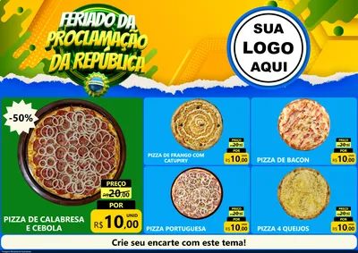 Modelo de Encarte para Encarte A4 Horizontal com o tema Feriado da Proclamação da República para Pizzaria