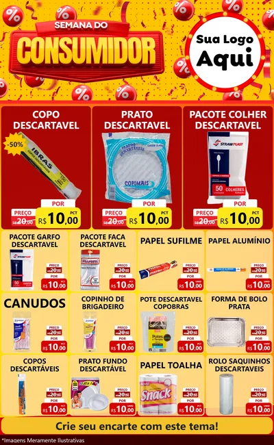 Modelo de Encarte para Encarte Grande com o tema Semana do Consumidor para Embalagens