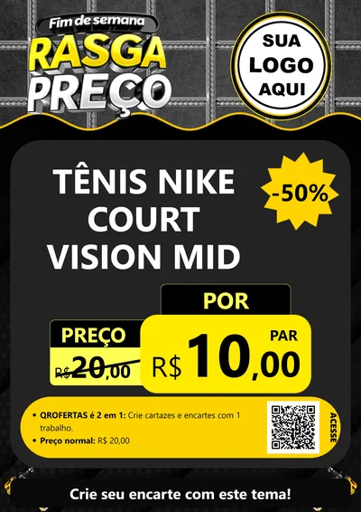 Modelo de Cartaz para Cartaz A4 Vertical com o tema Fim de Semana Rasga Preço para Calçados
