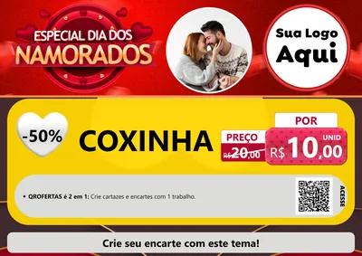 Modelo de Cartaz para Cartaz A4 Horizontal com o tema Especial Dia Dos Namorados para Salgadaria