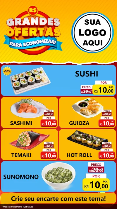 Modelo de TV para TV Vertical com o tema Grandes Ofertas Para Economizar! para Comida japonesa