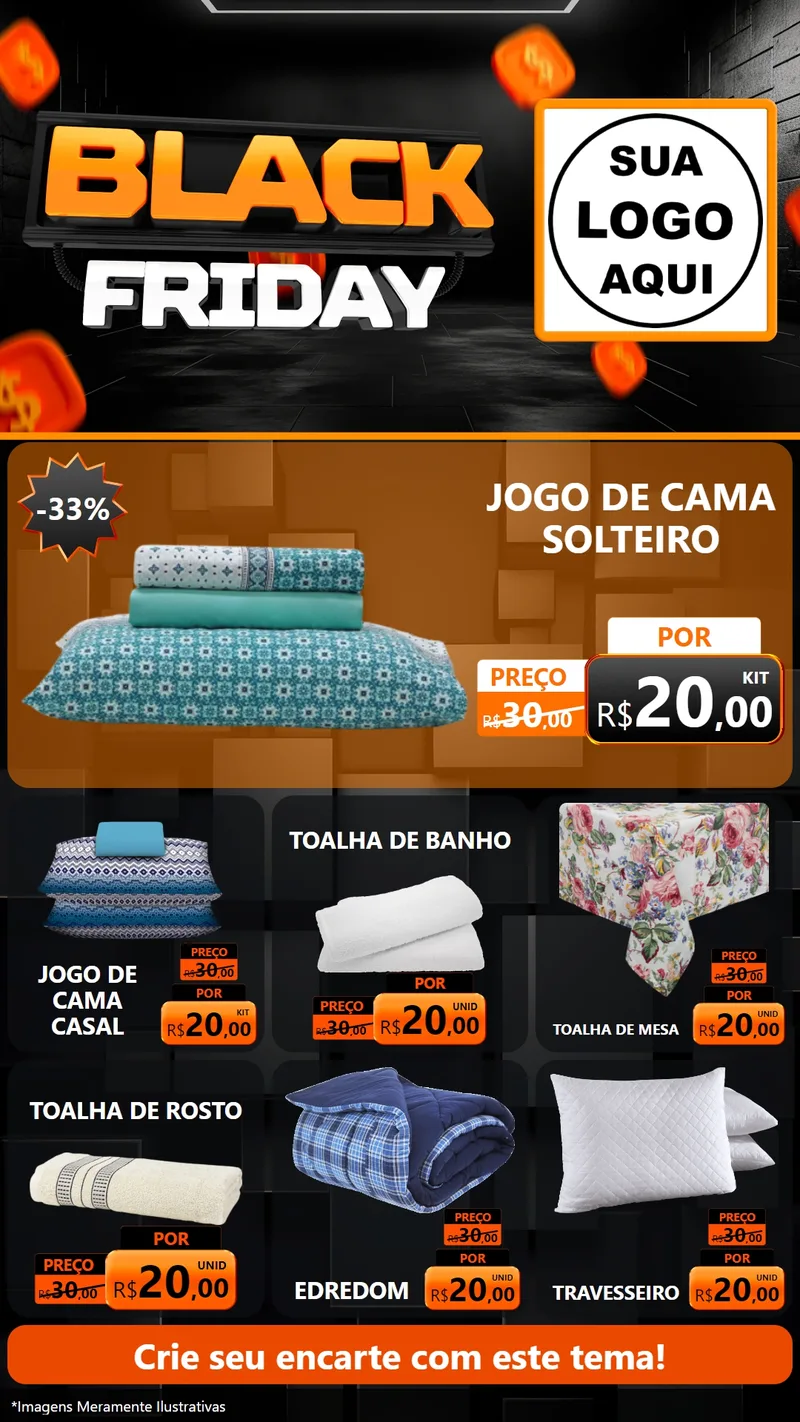 Modelo de Rede Social para Stories com o tema Black Friday para Cama, Mesa e Banho