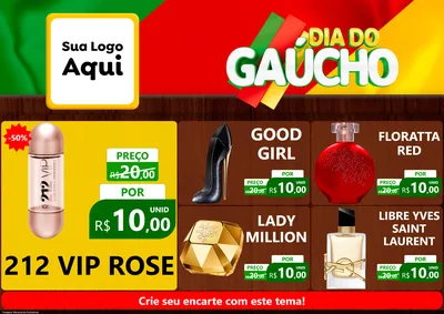 Modelo de Encarte para Encarte A4 Horizontal com o tema Dia do Gaúcho para Perfumes