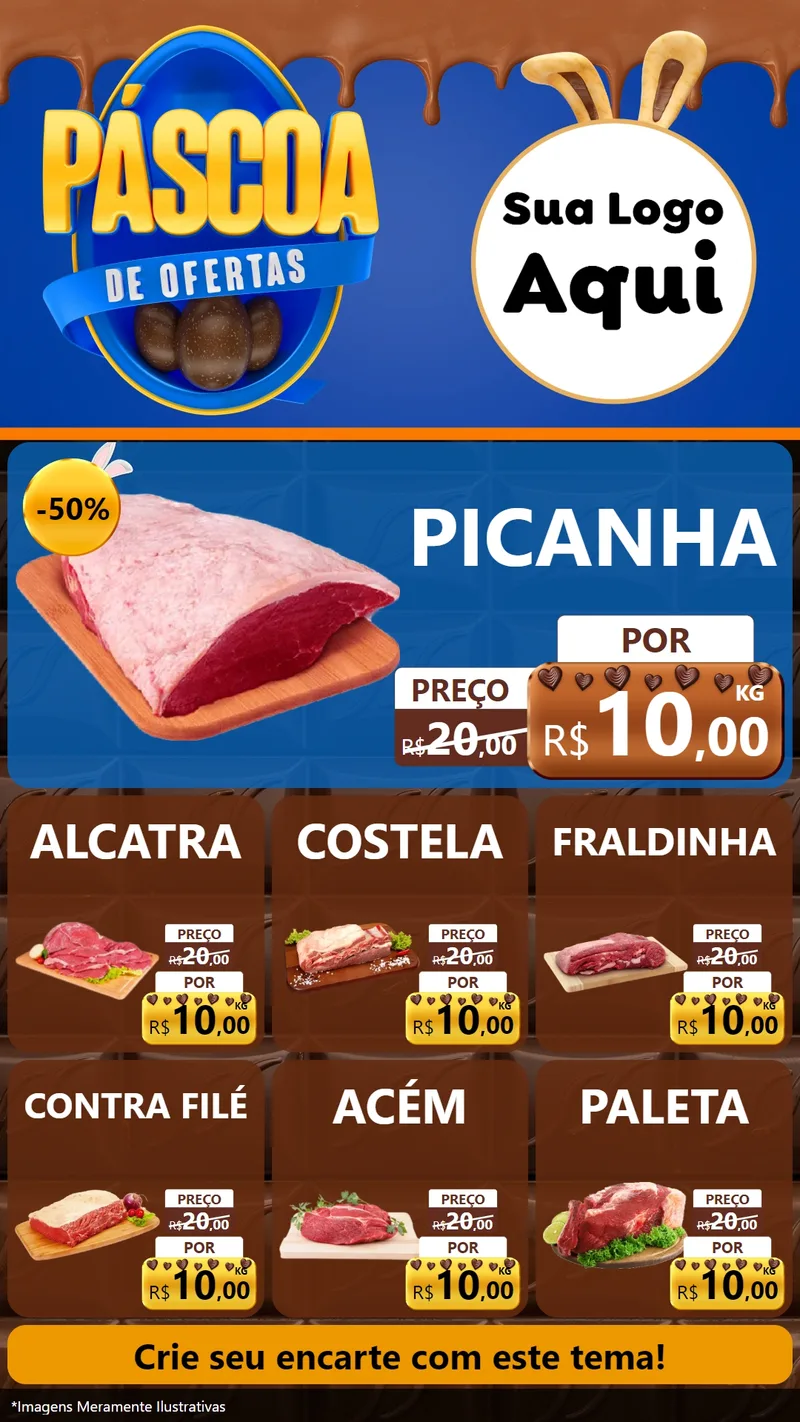 Modelo de Rede Social para Stories com o tema Páscoa de Ofertas para Açougue