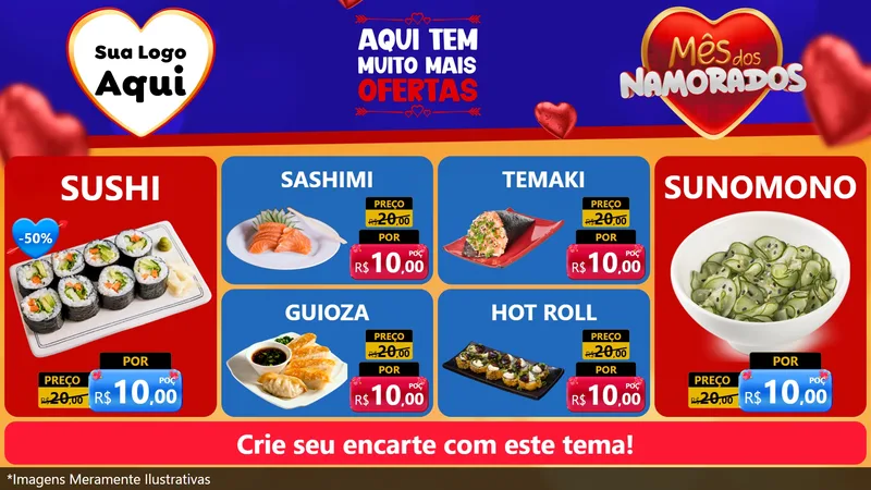 Modelo de TV para TV Horizontal com o tema Mês dos Namorados para Comida japonesa