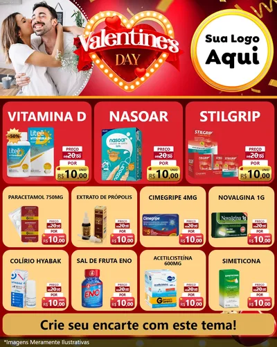 Modelo de Rede Social para Feed Instagram com o tema Valentine's Day para Farmácia