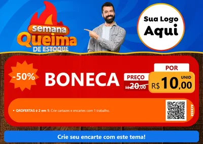 Modelo de Cartaz para Cartaz A4 Horizontal com o tema Semana Queima de Estoque para Brinquedos