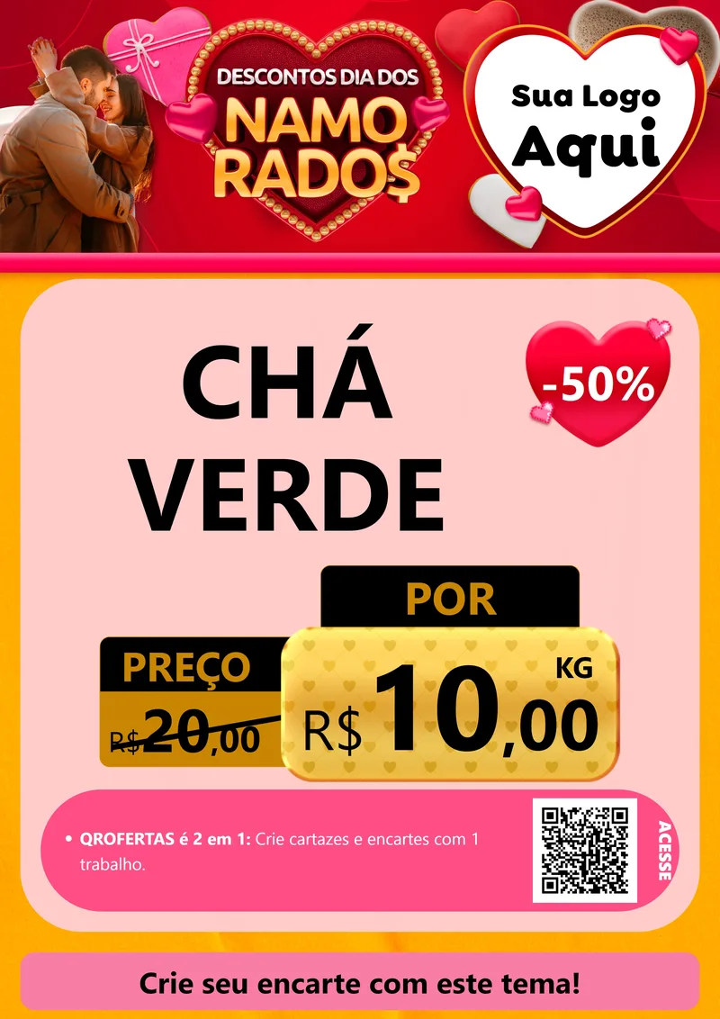 Modelo de Cartaz para Cartaz A4 Vertical com o tema Descontos Dia dos Namorados para Produtos Naturais
