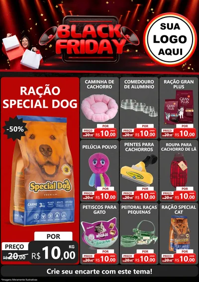 Modelo de Encarte para Encarte A4 Vertical com o tema Black Friday para Pet Shop