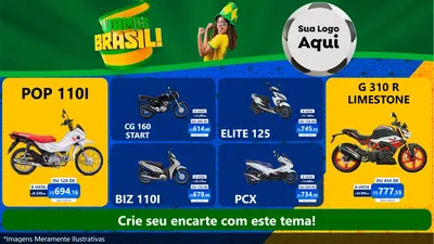 Modelo de TV para TV Horizontal com o tema Vamos Brasil - Copa para Concessionaria de Motos