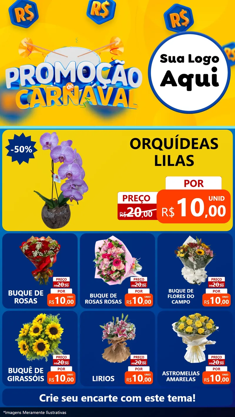 Modelo de Rede Social para Stories com o tema Promoção de Carnaval para Floricultura e jardim